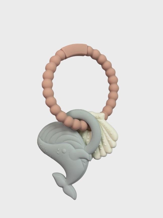 Silicone Whale Teether Ring in Rose