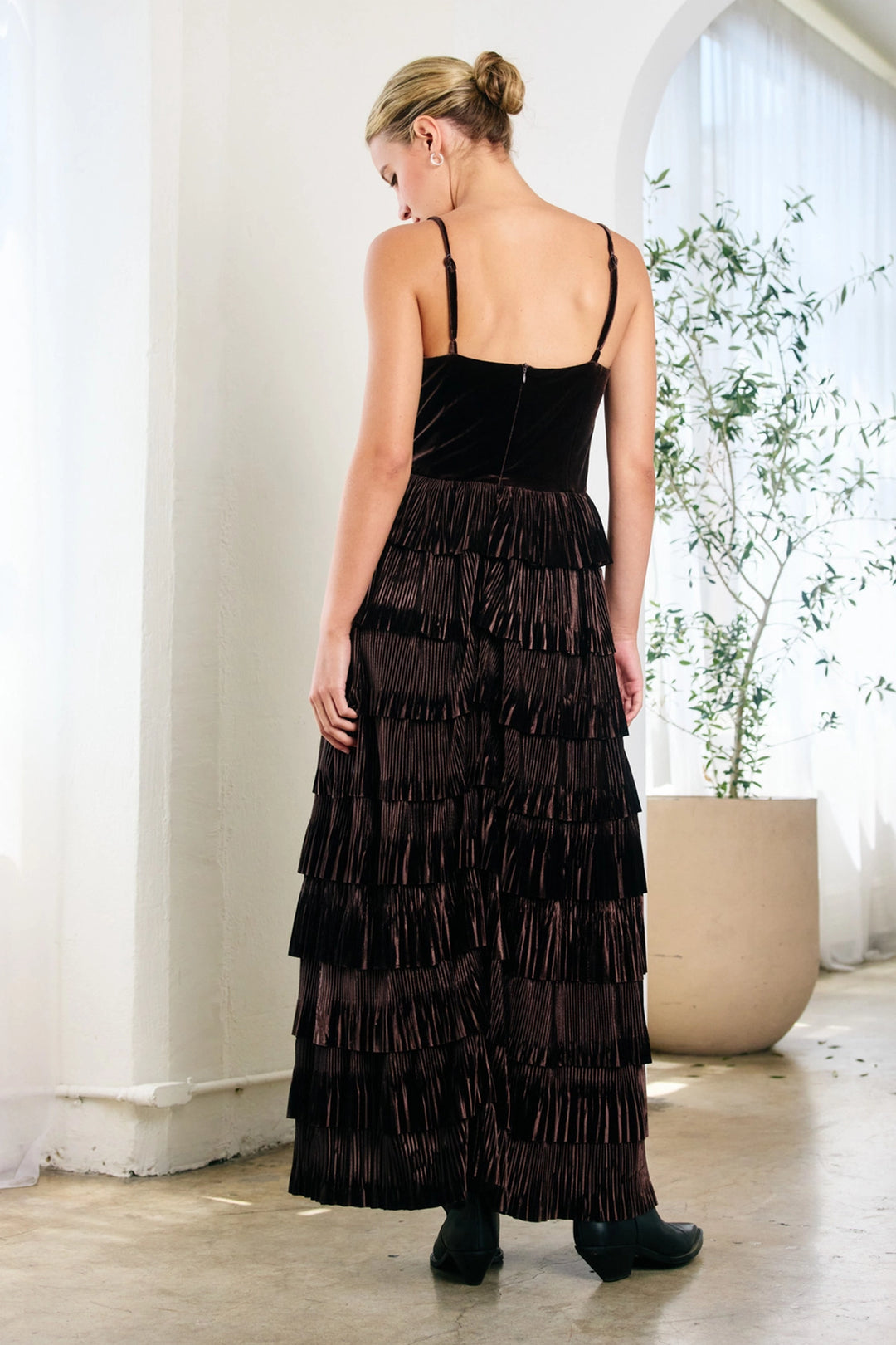 Velvet Pleated Dress