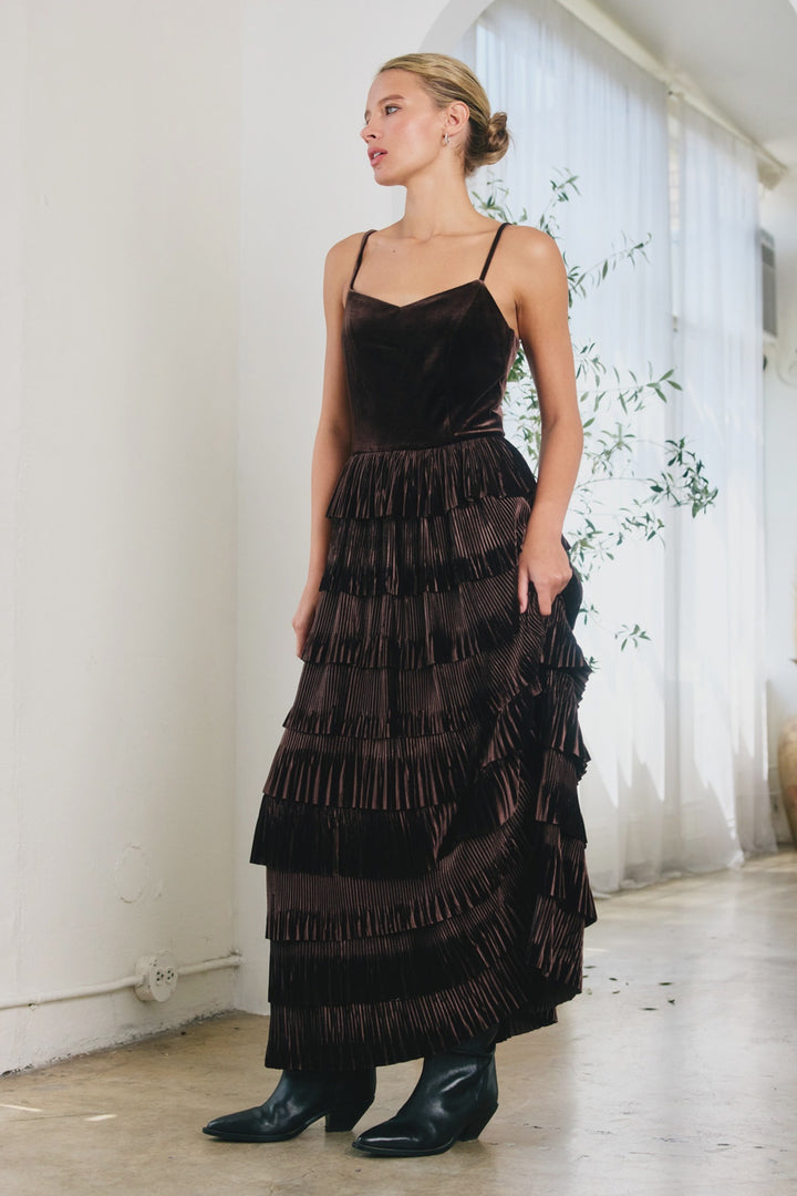 Velvet Pleated Dress