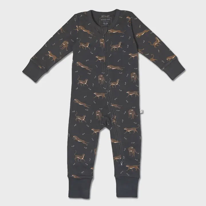 Leopard 2 Way Zip Romper