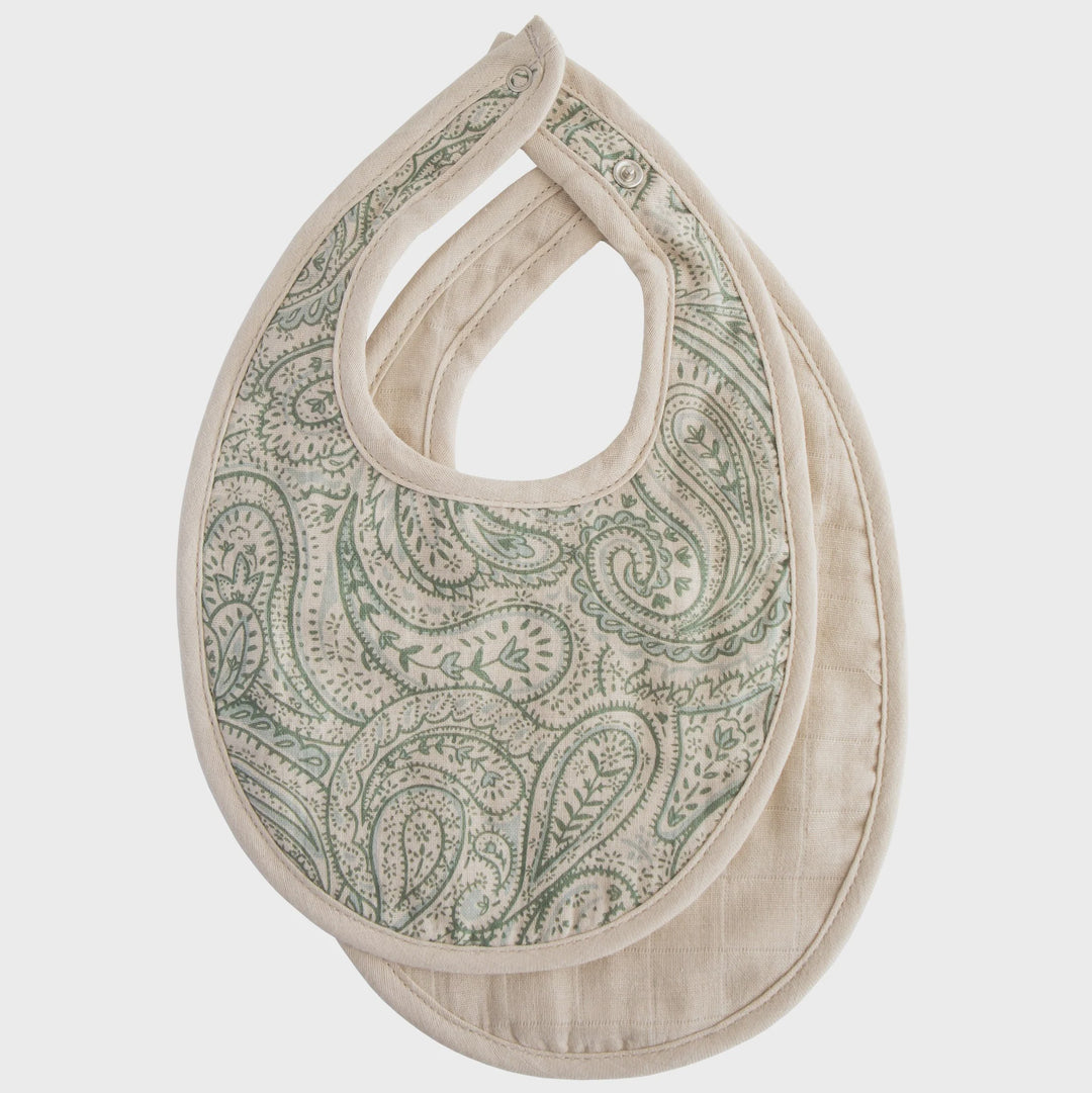 Paisley/Fog Muslin Bib Set