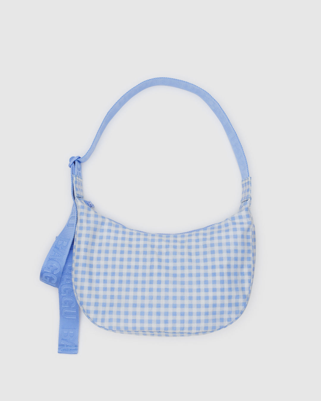 Blue Gingham Medium Crescent Bag