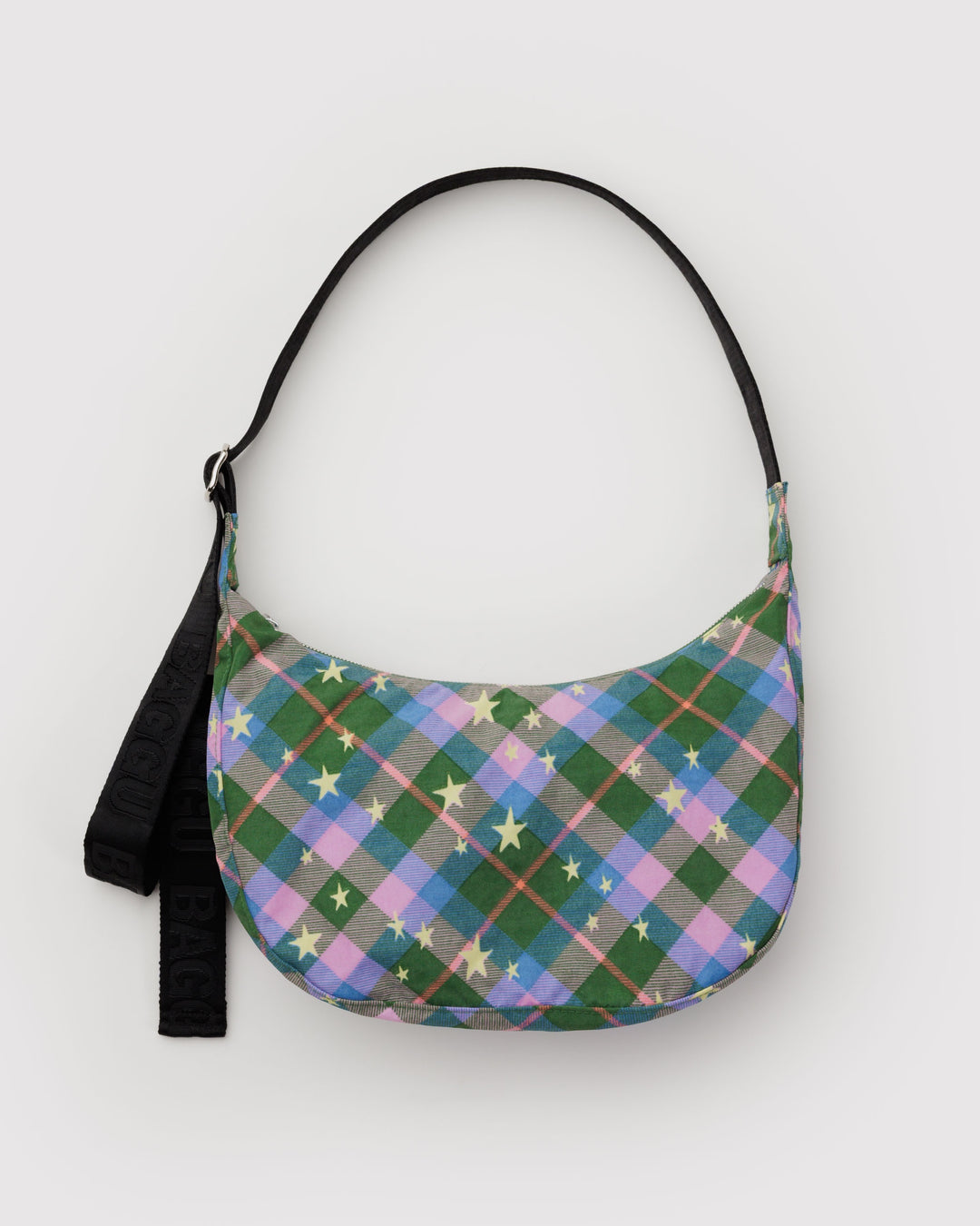 Green Star Plaid Medium Crescent Bag