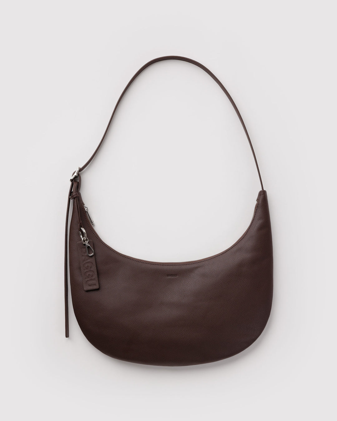 Brown Med Leather Flat Crescent
