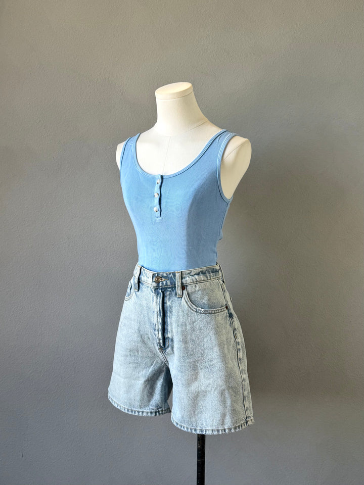 Ribbed Scoop Henley Tank