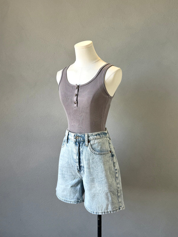 Ribbed Scoop Henley Tank