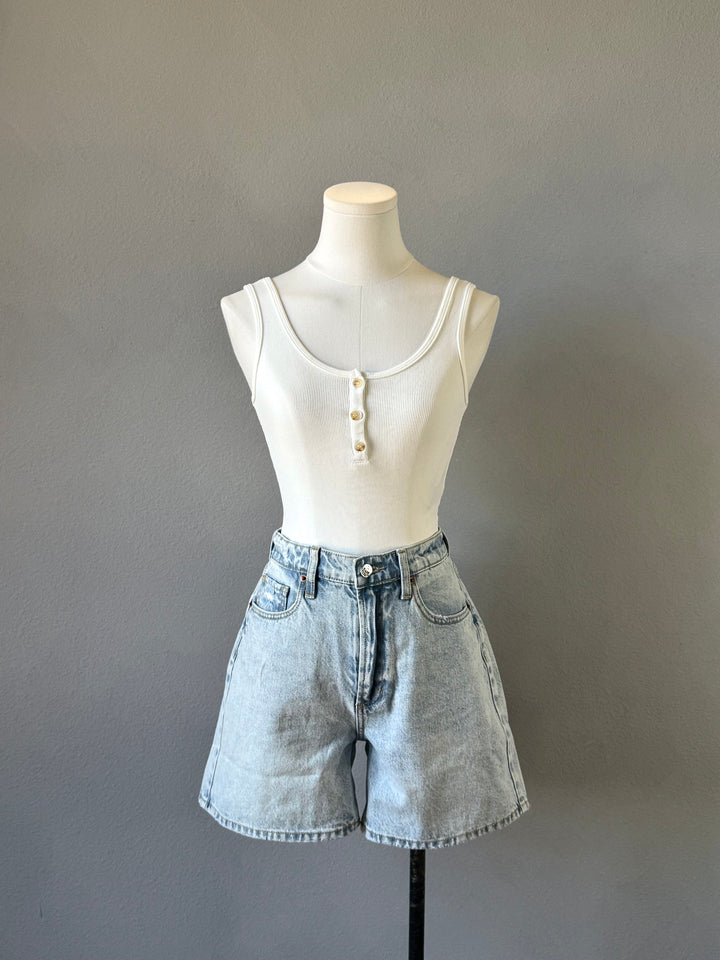 Ribbed Scoop Henley Tank