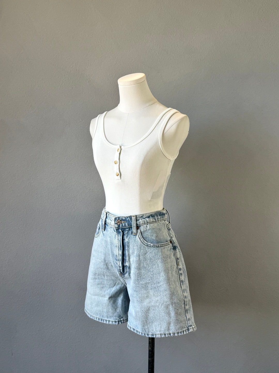 Ribbed Scoop Henley Tank