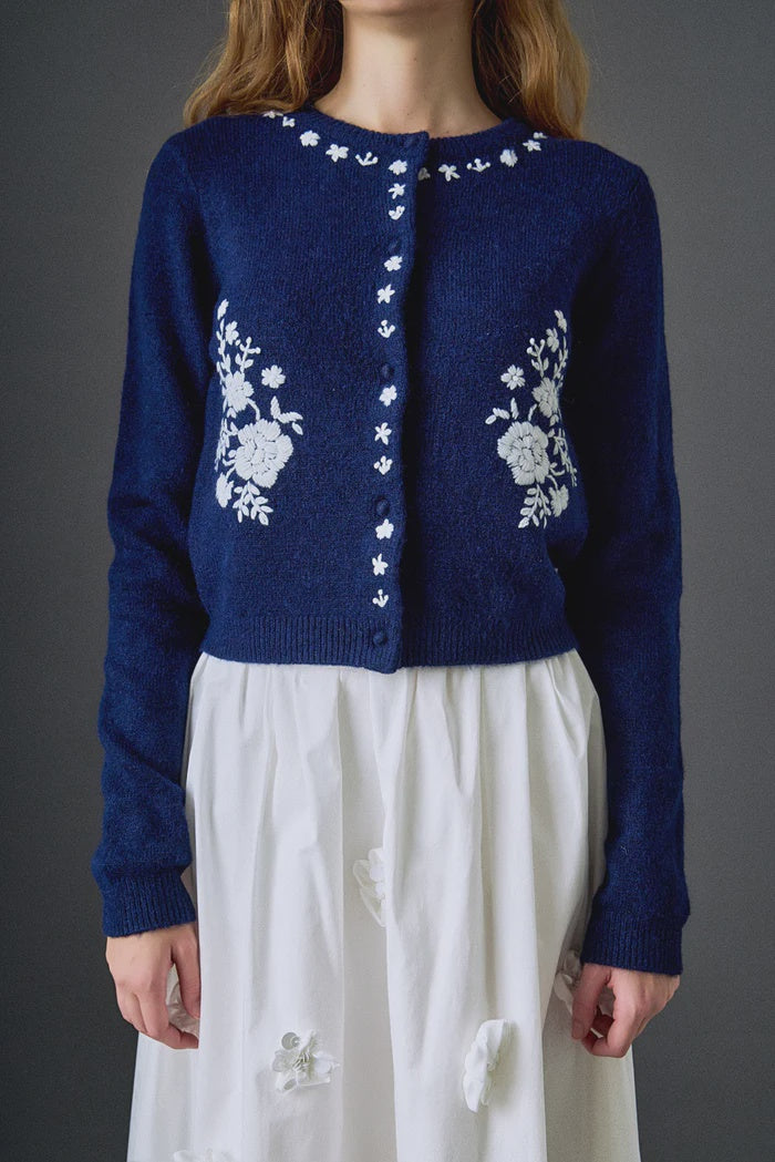 Flowers Embroidered Cardigan
