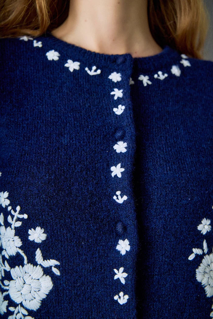 Flowers Embroidered Cardigan