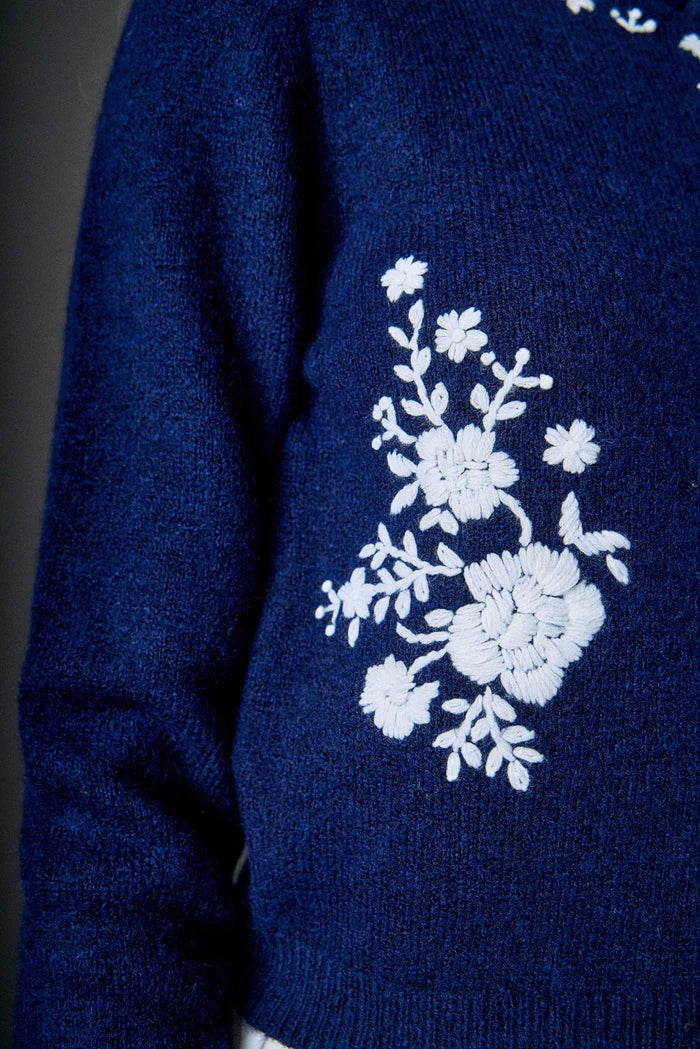 Flowers Embroidered Cardigan
