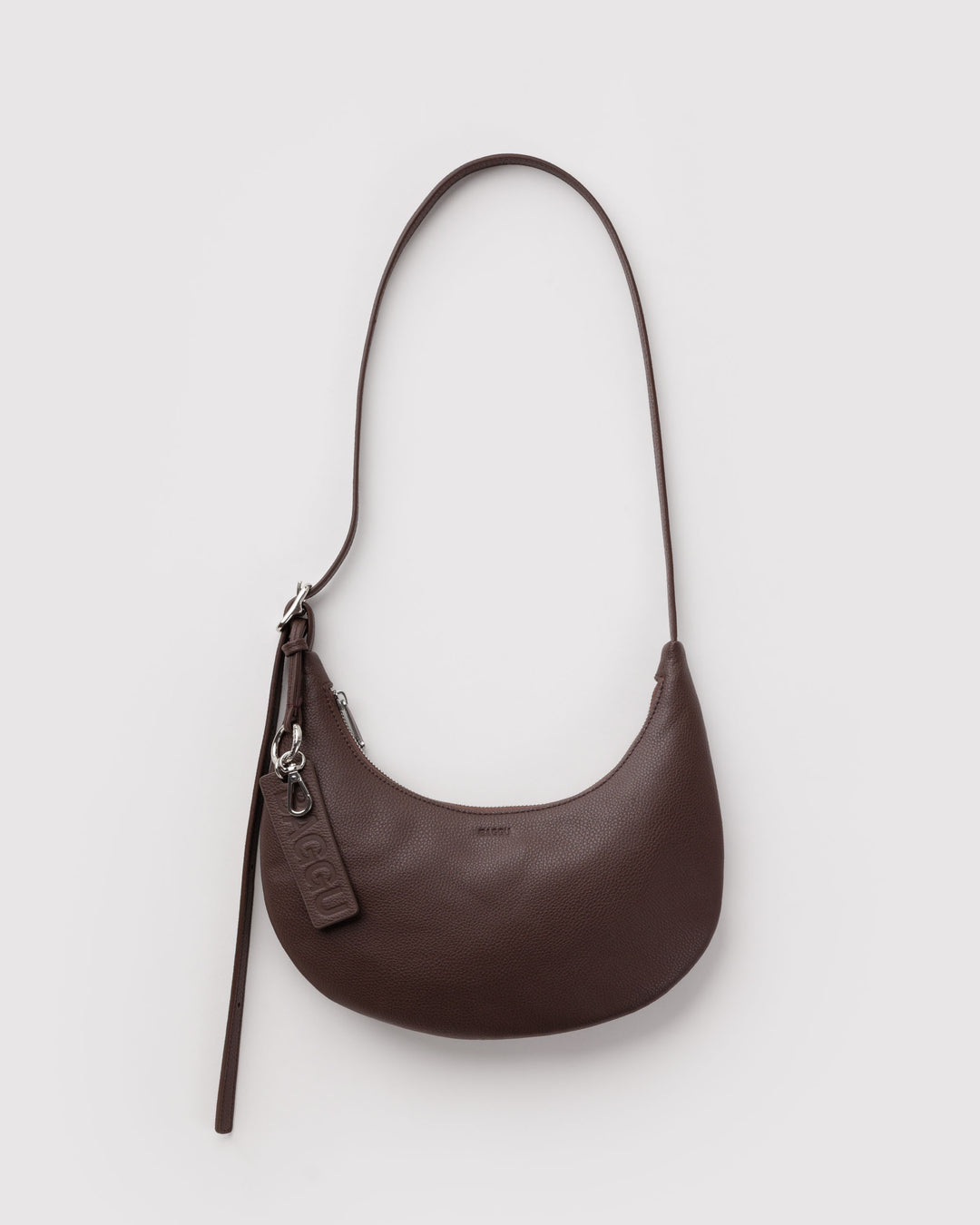 Brown Small Leather Flat Crescent