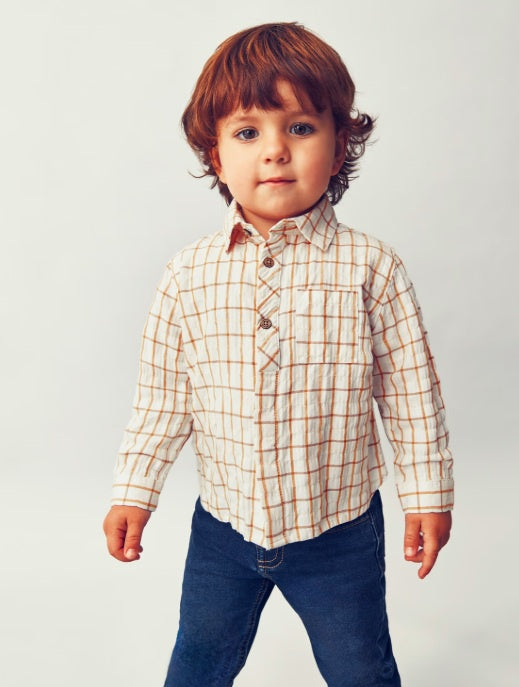 Mustard Grid Button Up