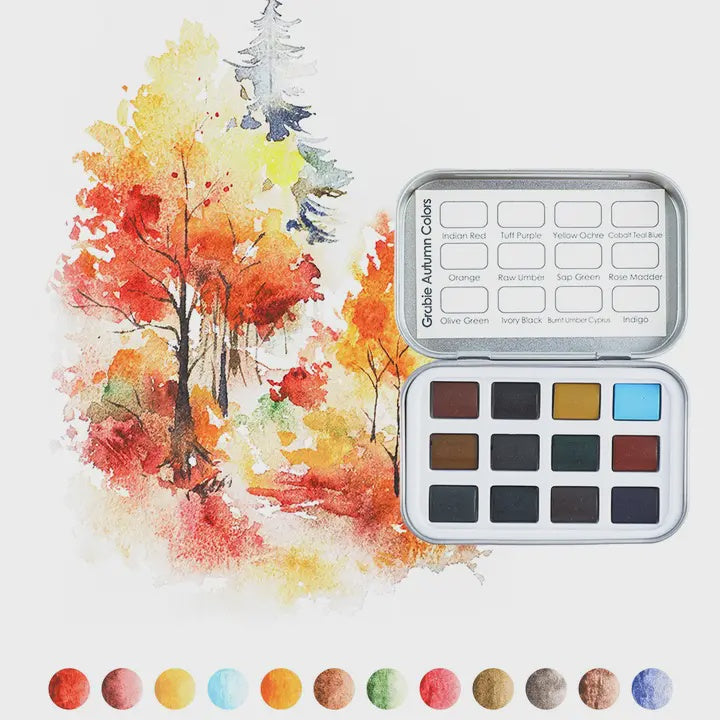 Watercolor Pocket Set w Brush - Autumn Colors