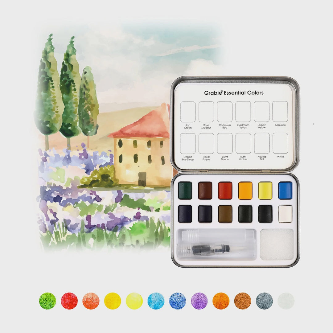 Watercolor Pocket Set of 12 with Brush - Essential