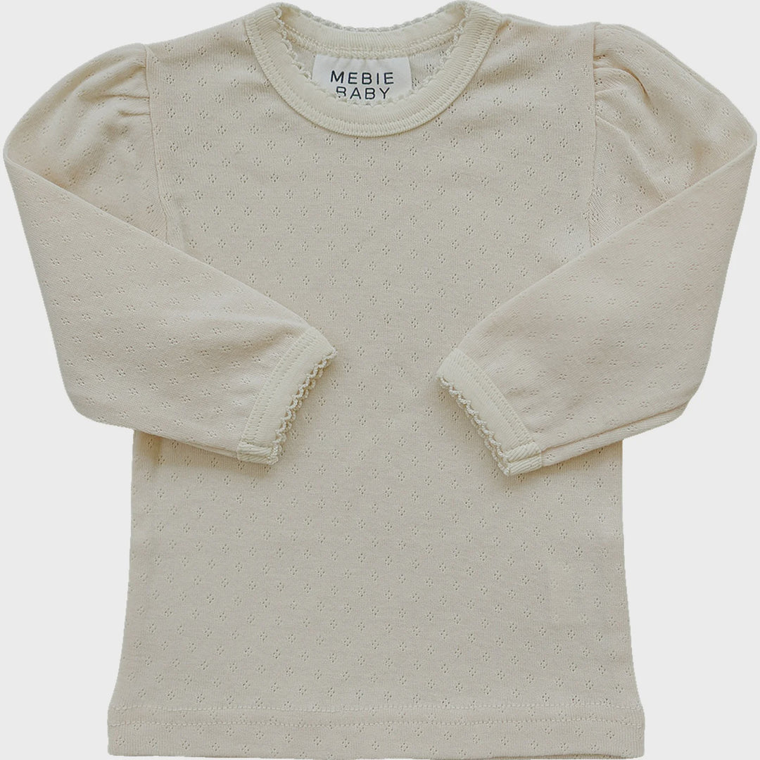 Cream Pointelle Longsleeve Top
