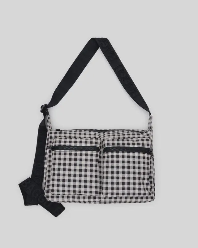 Black & White Gingham Cargo Crossbody