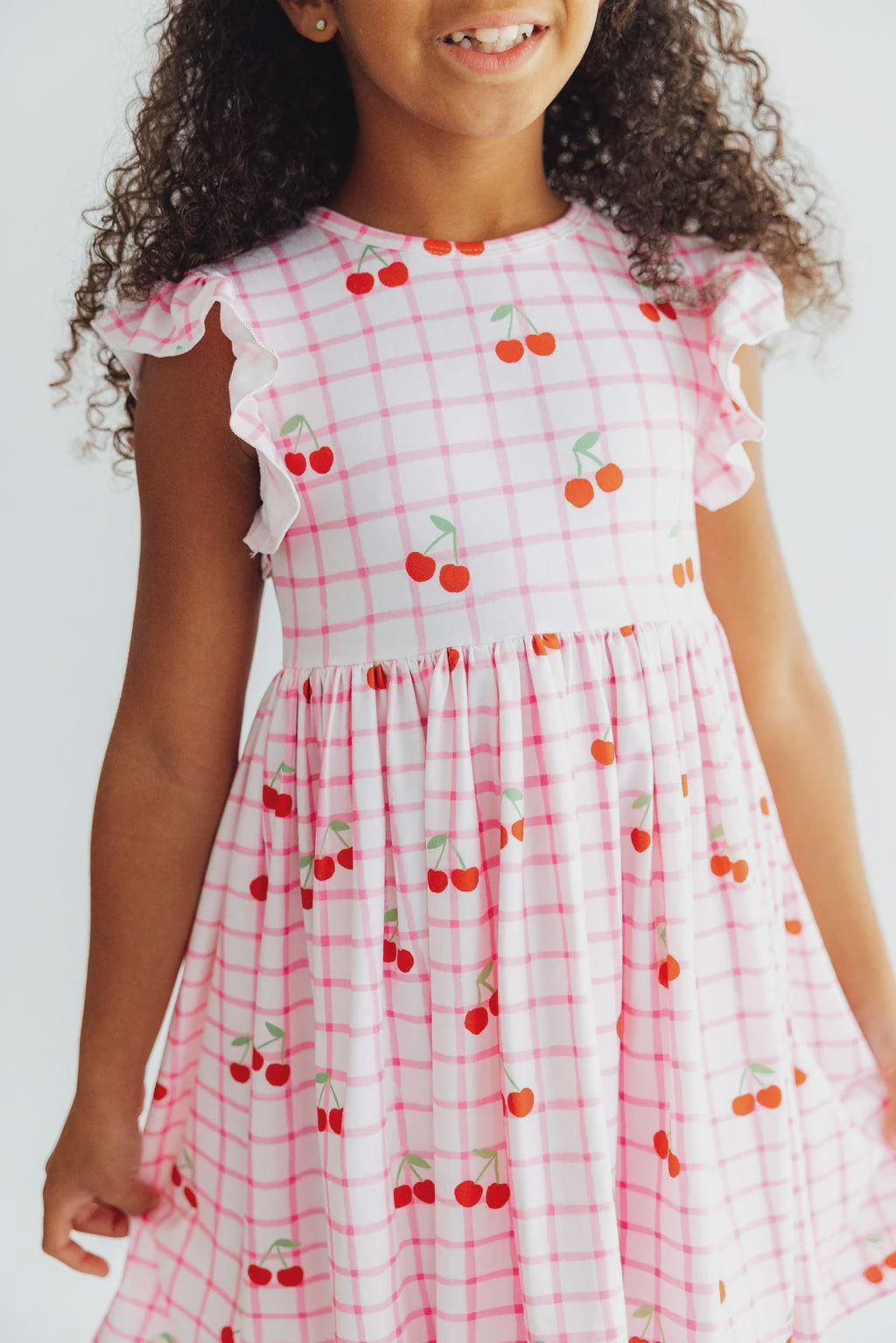 Cherry Grid Twirl Dress