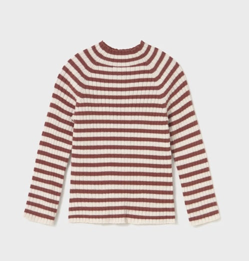 Terracotta Stripe Mock Neck