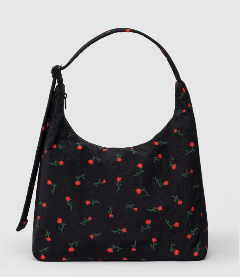 Painted Wildflower Nylon Shoulder Bag