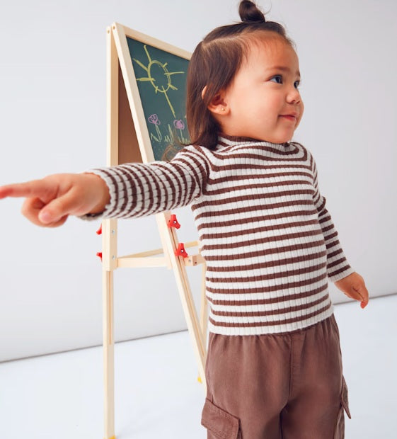 Terracotta Stripe Mock Neck