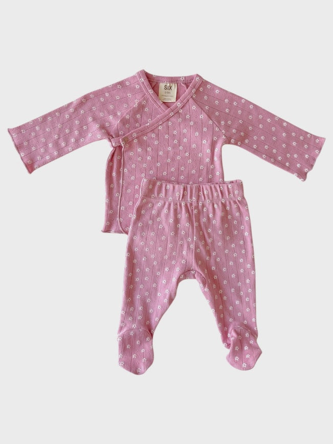 Pink Flower Layette Set