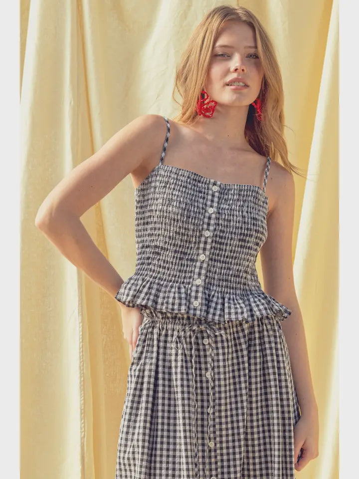Amara Gingham Smocking Top