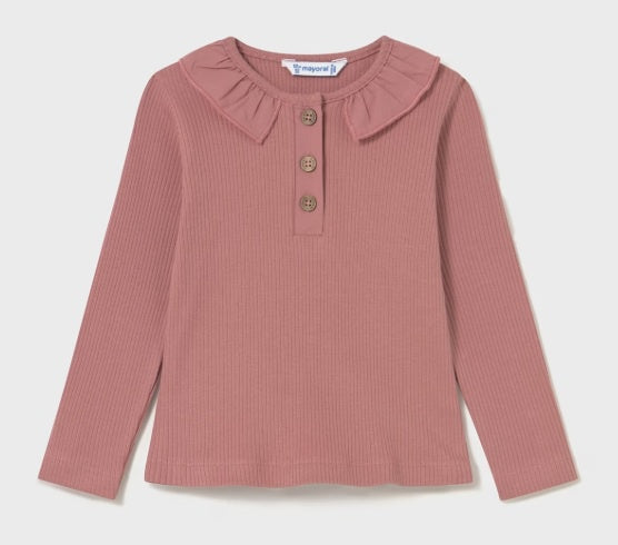 Ribbed Flutter Collar Top