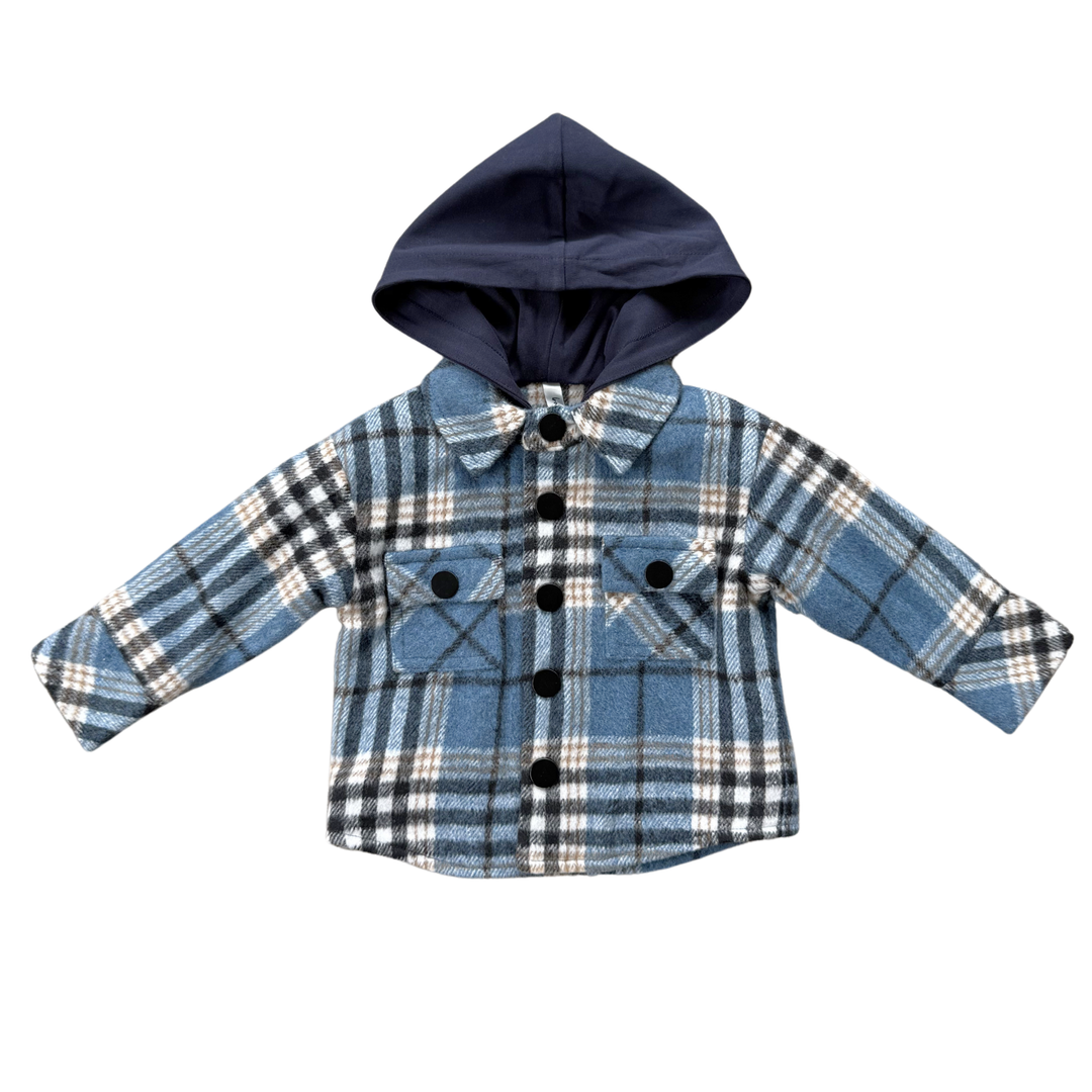 Blue Hooded Shacket