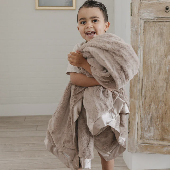 Tan Satin Border Receiving Blanket