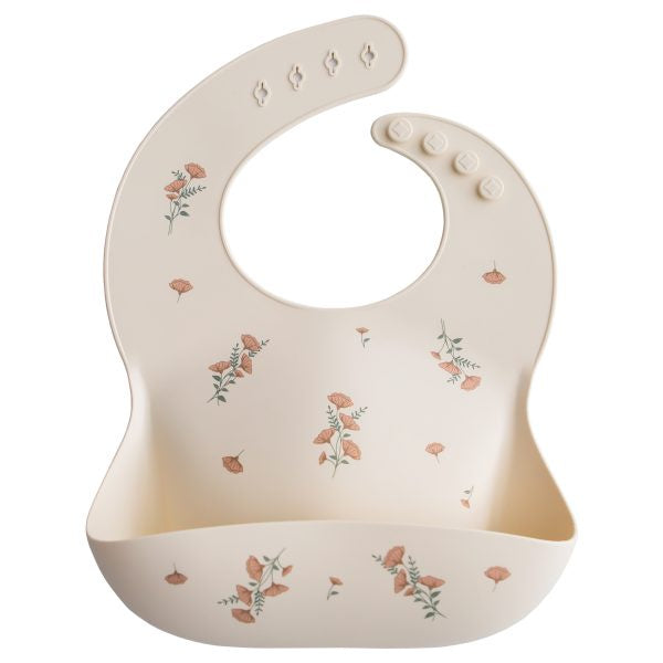 Mushie Bib Pink Flowers