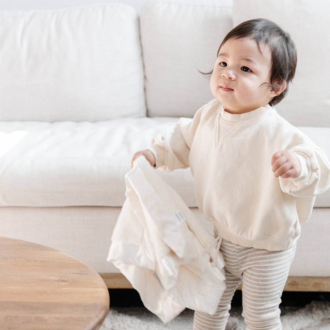 Ivory Lush Satin Border Mini Blanket