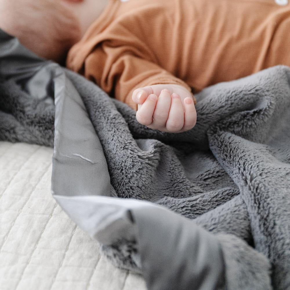 Gray Lush Satin Border Mini Blanket